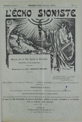 L'Echo Sioniste. Vol. 8 n° 11 (10 novembre 1913)